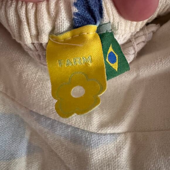 Farm Rio Brazil Blue Bird and Palm Print Puff Sleeve Linen Mini Dress Medium - Picture 7 of 10